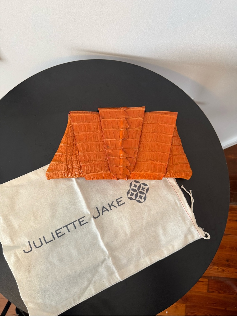 JULIETTE JAKE GENUINE CROCODILE ORANGE WRAP CLUTCH – MEDIUM